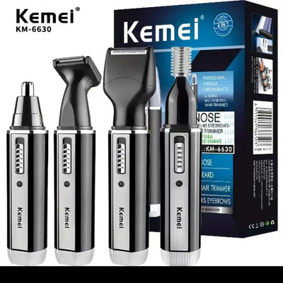 KEMEI 4in1 Rechargeable Nose Hair & Beard Trimmer - Ear Eyebrow Nose Hair Removal Clean Machine