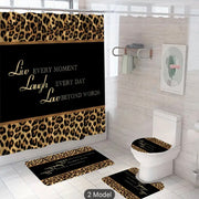 4pcs Shower Curtain Sets Brown Leopard W 72" x L 72" Brown Cheetah Print