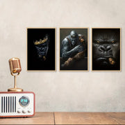 3pcs Chimpanzees Smoking Art Canvas Posters - Cool Gangster Design