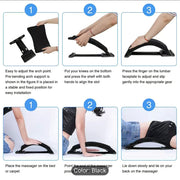 BACK STRETCHER with Memory Foam Cushion Lumbar Support Black MAGIC BACK SUPPORT