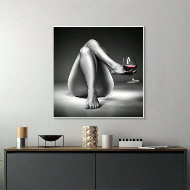 1pc Personalized Black And White Sexy Decorative Painting For Wine Glass Hanger, Art Print Only, Without Frame