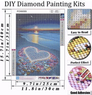 5D DIY Diamond Painting Kits for Adults, Heart Beach Theme ,Gem Art Kits