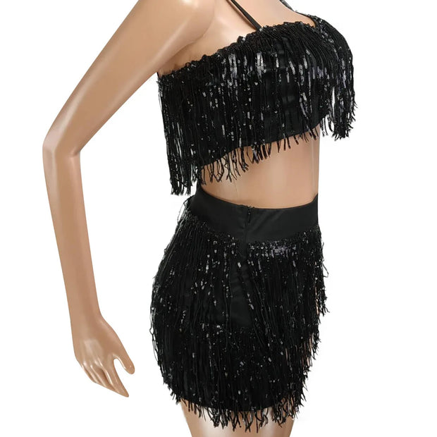 Sequined Tassel 2 Piece Set